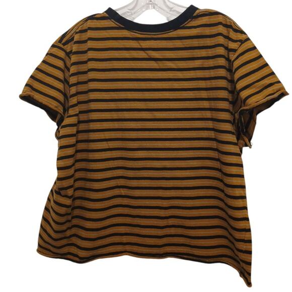 Volcom Womens Striped Short Sleeve T-Shirt Plus Sz XXL Brown Blue Cropped Boxy - Picture 3 of 12